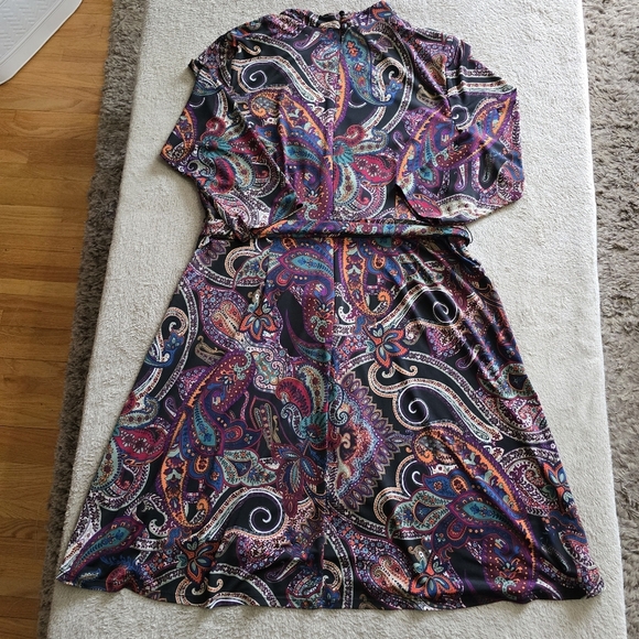 Nicole Miller Studio faux wrap paisley dress size 14 - Picture 8 of 14